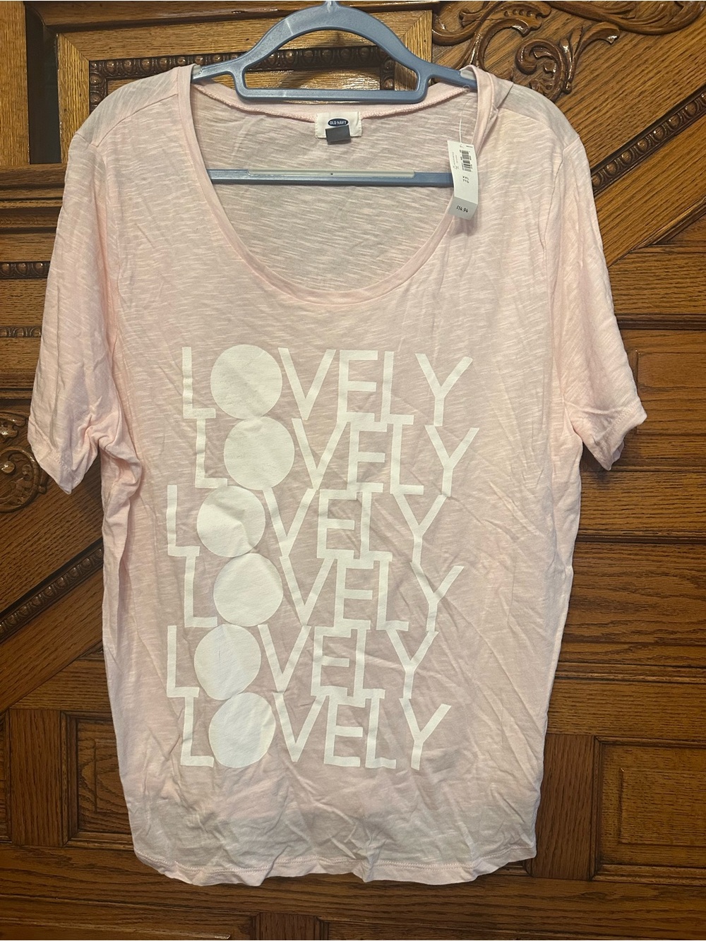 Old Navy Pale Pink 'Lovely' Graphic Scoop Neck Tee
